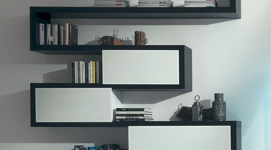 Soggiorno di design Fimar Side 9 con mobili contenitori e libreria
